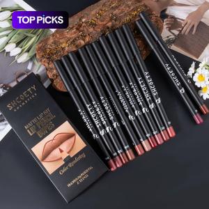 Easy Coloring Lip Liner Pencil Set, 12pcs/box Matte Finish Lip Liner, Suitable for All Occasions Lip Makeup, Cosmetic