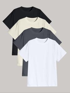 Men's Solid Color Short Sleeve Tee, Casual Comfy Loose Round Neck T-shirt for Summer, Men's Top for Daily Wear, Tropical