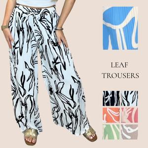 HL Leaf Print Plisse Drawstring Trouser Fits A Size 6-20 Spring/Summer