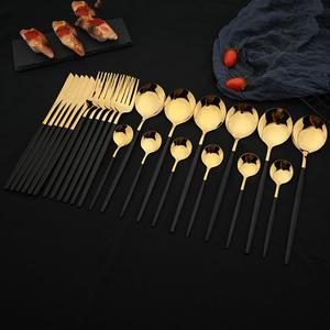 Household Bundle Stainless Steel Tableware Set, 24pcs/set Including Spoon, Fork, Knife & Dessert Spoons, House Festival Party Modern Simple Cutlery Set, Kitchen Accessories, Cutlery & Tableware Supplies, Creative Housewarming Gifts