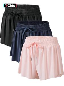 Women's Solid Color Drawstring Athletic Shorts, Casual Minimalist Basic Pocket Bottoms for Summer, Ladies Clothes for Daily Wear, Clothes for Women, Casual Breathable Shorts, Womenswear