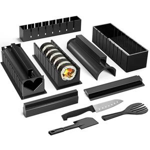 CROWNSHOP Sushi Maker Set,11PCS Sushi Making Kit Sushi Maker Plastic Premium Set mit Reis Roll Formen, Gabel, Messer, Rolling Matte, Roll Mold Simple Sushi Making Tools