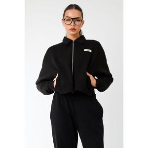 Kaiia Label Logo Collared Zip Through Sweatshirt Black