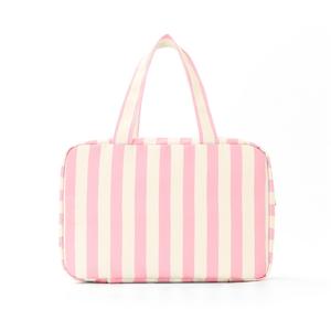 1PC Striped Unisex Wash Bag - Large-Capacity Travel Toiletry Bag with Hanging Hook, Foldable and Portable Storage Bag for Cosmetics, Gym and Shower Essentials, Ideal for Holiday and Birthday Gifts, Toiletries Travel Bag