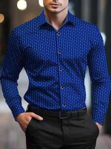 Men's All Over Daisy Print Long Sleeve Shirt, Casual Comfy Regular Fit Button Front Collared Top for Daily Wear, Men's Clothes for All Seasons