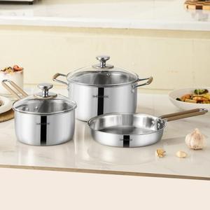 Stainless Steel Cookware Set, Including Frying Pan, Stockpot, Milk Pot with Lid & Handle, Kitchen Cookware Set for Home Use