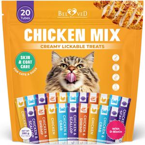 Creamy Lickable Cat Treats & Wet Squeeze Tubes – C Chicken Mix 20 Sticks)
