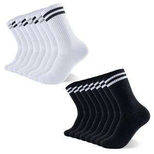 Men's 8 Pack Striped Socks Sports Casual Leisure Running Athletic Socks Soft Cotton Blend Moisture-Wicking Multiway Stretch Elasticated Ribbed Leg