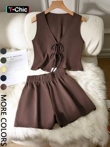 Women's Casual Sleeveless Top & Wide Leg Shorts Matching Clothing Set, Stylish Daily Wear, Comfortable Summer Clothing for Women