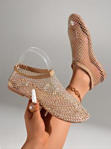 New Plain Ballet Flat Shoes, Slip On Shoes, Textile Upper, Rubber Sole, Casual Style, Spring & Fall, Summer Shoes, Breathable Mesh, Low Ankle Height