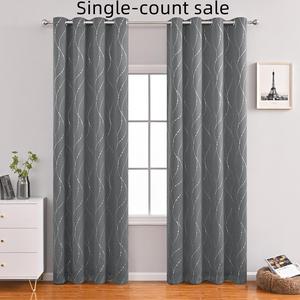 Line Pattern Heat Insulating Curtain, 1 Count Multi-size Modern Curtain, Thermal Insulated Curtain, Blackout Curtain for Home Living Room Bedroom Hotel Dormitory Room Decor