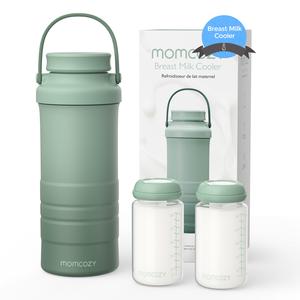 Momcozy 22oz Portable Breast Milk Cooler for Outdoor, 360°Total Cooling for 24Hours, Larger Capacity Travel Breastmilk Chiller with 2pcs Baby Bottles for Breastmilk Storage, Breastfeeding Essentials