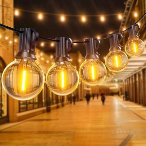 Garden Lights 15M/50FT, Festoon Light Outdoor with 25+1 Shatterproof Plastic Bulbs, Waterproof Outdoor Lights Mains Powered for Garden Patio Backyard Wedding Party Terrace