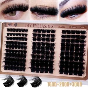 Russian Lash Extensions Kit, 3D Volume Eyelash Clusters, D-Curl, Multiple Sizes 10-18mm, DIY Eyelashes, Natural Look, 300/240/170 Pieces, Eyelash Set