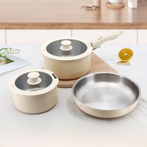 Stainless Steel Cookware Set, 1 Set Including Milk Pot & Frying Pan & Stockpot with Lid & Handle, Kitchen Cookware Set for Home Use