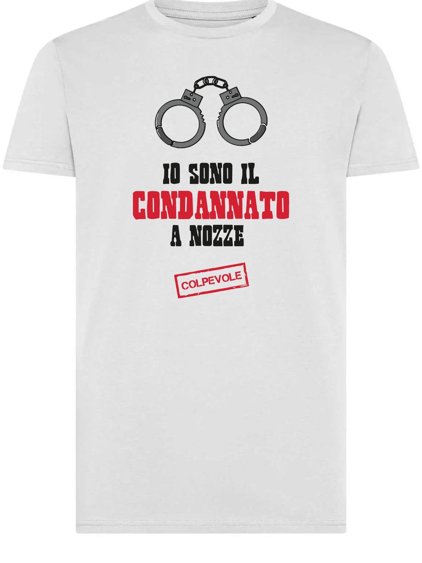 T-Shirt Addio al Celibato in 100% Cotone Bianco con Stampa Nera Rossa e Grigia per Feste e Weekend tra Amici