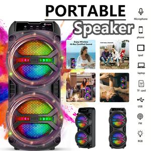 Portable Wireless Bluetooth-compatible Speaker, Wireless Party Box, Dual 3.5 Inch Pa System Bass, USB Fm, LED Light, Lightweight Body, Type-C Charging, Outdoor Camping