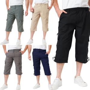Mens 3/4 Long Below Knee Elasticated Shorts Big Sizes 4XL 5XL 6XL Cotton Cargo Combat Multi Pockets Premium Below Knee Shorts