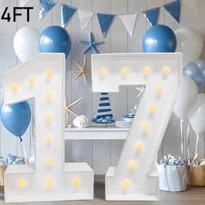 Marquee Numbers 4 Feet Tall Large Birthday Decorations 4FT Light Up Numbers Party Decor Big Backdrop Foam Cardboard Number 0-9  Cardboard Pre-Cut Foam Board Sign Diy Decorations Anniversary Decoration Party Supplies