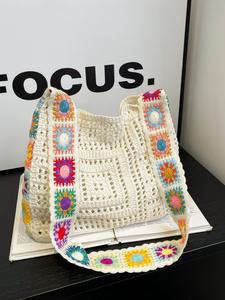 Women's Colorblock Colorful Crochet Bag, Fashionable Knitted Crossbody Bag for Daily Used, Casual Trendy Versatile High-quality Daily Commuting Bag, Unique Bags