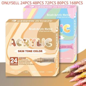 Acrylic Marker Pen, 1 Set 24 Colors Liquid Soft Head Acrylic Painting Pen, Student Art Drawing Supplies for Home Office School Dormitory