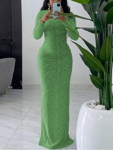 Women's Plain Long Sleeve Bodycon Dress, Casual Fashion Mock Neck Longsleeves Maxi Dress for Daily Wear, Ladies Clothes for Spring, Womenswear, Formal Wear