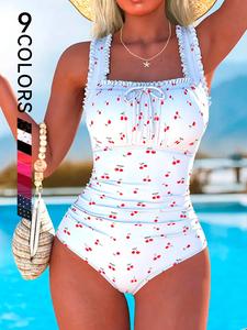 New High-End Sexy One-Piece Swimsuit, Breathable Quick-Dry, Belly Concealing, Slimming Ruffled Lace, Backless Design, Women's Swimwear