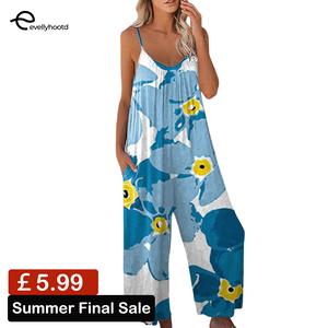 EVELLYHOOTD Super Stretchy Mumsie Overalls Women Fashion Wide Leg Suspender Jumpsuit with Pockets Soft Jersey Material【Ship from UK】