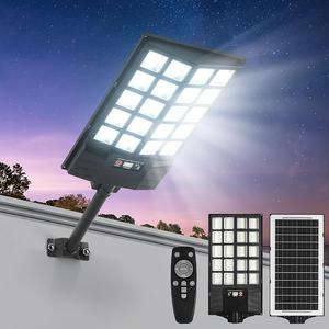 Solar Street Light with Remote, Waterproof Motion Sensor Solar Floodlight, Commercial Parking Lot Light, Dusk to Dawn Outdoor Security Lighting for Yard, Garden, Pathway, Solar Lights Outdoor
