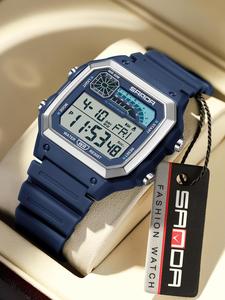 Men's Sporty Digital Watch, Fashion Digital Watch with Luminous Dial & Alarm Function, Waterproof Watch with Digital Display for Men, Fashionable Waterproof Watch