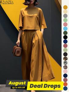 Women's Top & Wide Leg Pants Two-piece Set, Casual Fashion Cozy Three Quarter Length Sleeve Top & Trousers for Daily Outdoor Wear, Ladies Clothes for All Seasons, Minimalist Womenswear, Fall outfit