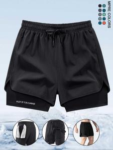 Men's Beachside Fashion Plain Two-In-One Sportswear Shorts, Quick-Dry Running Training Pants, Casual Fit, Made in China