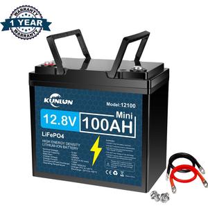 KUNLUN 12V 100Ah LiFePO4 Rechargeable Lithium Battery, Over 5000 Life Cycles, Built-in Smart BMS, 1280Wh Rechargeable 100A Battery, Perfect Backup Power for Off-Grid, Home Energy Storage, Solar, Maintenance-Free