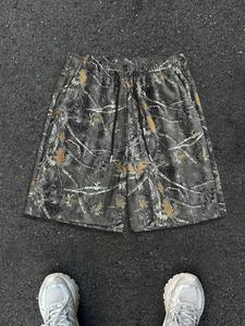 Men's Camo Print Tree Design Shorts, Loose Casual Quick Drying Beach Shorts, Summer Bottoms for Men