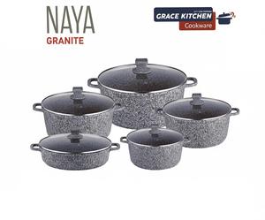 Granite Marble Coated Die Cast Cooking Cookware Set Soup pot Cooking Pot Traditional with lid stockpot pots