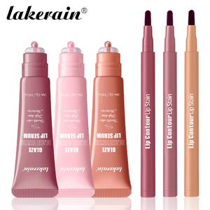 lakerain 2-in-1 Lip Makeup & Moisturizing Lip Care Duo, Waterproof Long-Lasting Lip Liner & Lip Gloss + Peptide Lip Serum Set, Universal Shade for All Skin Tones, Must-Have Women's Cosmetics, Long Lasting Tint Lip Stain Kit, Lip Shiner