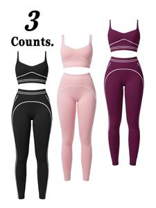 Women's slim-fit sports fitness yoga set, new multi-piece combination set to create a peach-shaped butt, lifting tight yoga pants, sports vest, Fitness clothes, suitable for high-intensity outdoor sports, quick-dry, sweat-absorbing