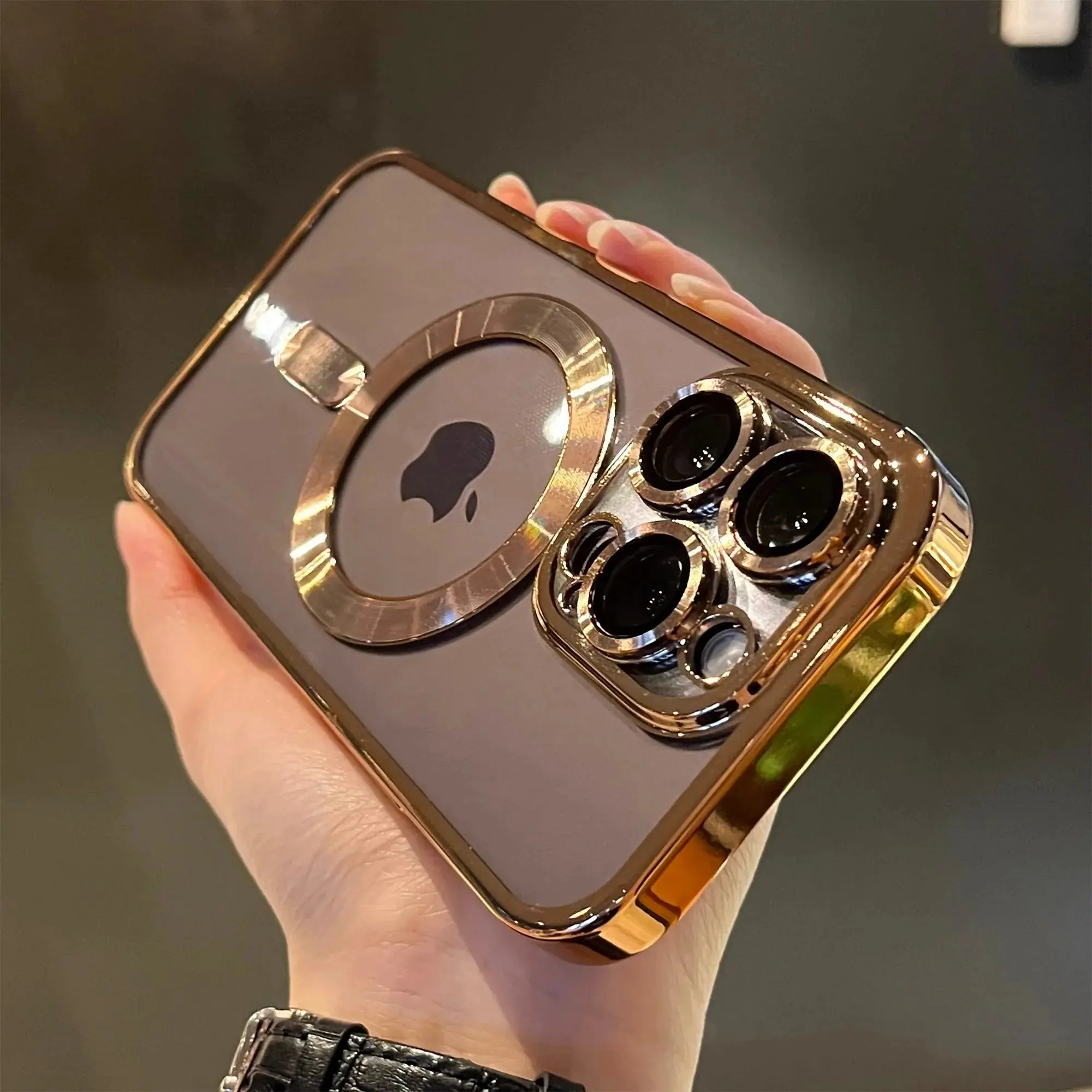 Luxury Magnetic For Magsafe Wireless Charge Plating Clear Case For iPhone 11 12 13 14 15 16 Pro Max E Shockproof Silicone Cover