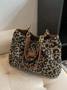 Women's Fashion Leopard Print Tote Bag, Large Capacity Shoulder Bag for Daily Used, Casual Trendy Versatile High-quality Daily Commuting Bag, Girl Fashionable Bag, Fashionable Patterned Bag