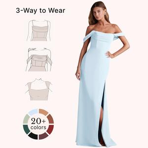 [Creators' Pick] Azazie Saige Pleated Cowl Slit Convertible Chiffon Non-Stretch Mermaid Bridesmaid Wedding Ceremony Chiffon Birthday Wedding Party Dating Holiday Dress