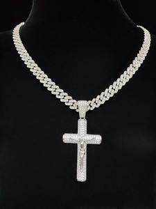 1Piece  Women Men Hiphop Cross and Jesus Shape Pendant Necklace Punk Vintage Hip Hop Iced Out Bling Bling Necklace Cuban Link Chain Is Perfect For Party Or Everyday Lovers' Gifts