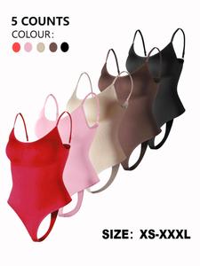 Women's Solid Backless Seamless Shapewear Bodysuit, Casual Comfy Tummy Control Butt Lift Shaper, Ladies Waistband Shaping Bodysuit for All Seasons