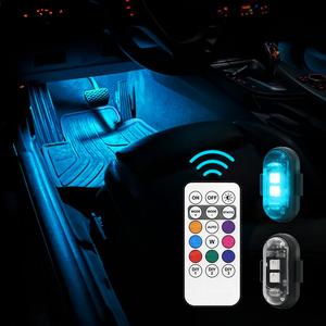 RGB LED StrobeLight Remote Control Wireless, 8 Colors Custom Lighting Rechargeable Footwell Lights, Exterior Interior Decorative accessories car goodies essential product Anti-Collision Emergency Flash Warning for SUV Truck Motorcycle Bike Aircraft Drone