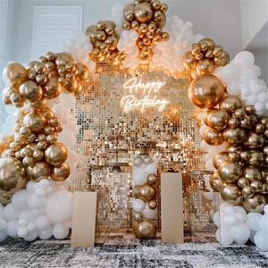 Sequin Backdrop Shimmer Wall Panels, 24pcs/set Decorative Sequin Wall Panels with 15 Hooks and 100 Ties, Party Decorations for Birthday Wedding, Party Decoration Supplies, Sequins Backdrop Decoration, Party Decorations Banners