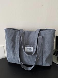Casual Solid Color Large Capacity Soft Commuter Stylish Tote Bag, Fashionable Letter Label Decor Shoulder Bag for Women & Girls for Work Office & Daily Used, Casual Shopping Bag