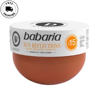 Babaria SPF15 Carrot & Vit E Tanning Jelly - 300ml, Sun Reflections Waterproof Tanning Gel, Vegan, Coral Friendly, Cruelty Free Skin Care