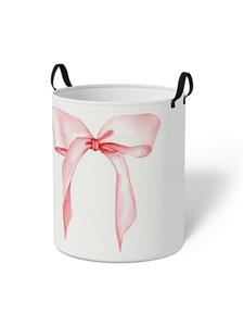 Durable Laundry Basket with Handle, Bow Print Design, Foldable Clothes Storage Bin, Large Capacity Toy Organizer for Home Use