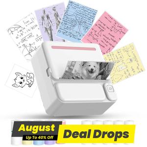 Mini Portable Label Printer, 1 Count Wireless Thermal Printer with 10 Rolls Print Paper, USB Rechargeable Image Notebook Drawing Stationery for Home School Office