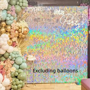 Sequin Backdrop, 18/36 Panels Square Sequin Shimmer Backdrop, Photo Backdrops for Birthday, Anniversary, Wedding, Graduation & Bachelorette Party Decoration, without Balloons, Sequins Backdrop Panels