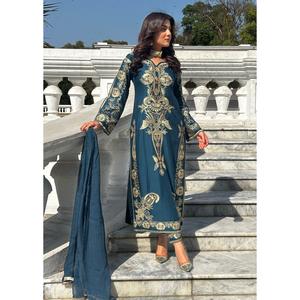 HK273 Riya - Teal Linen Oufit